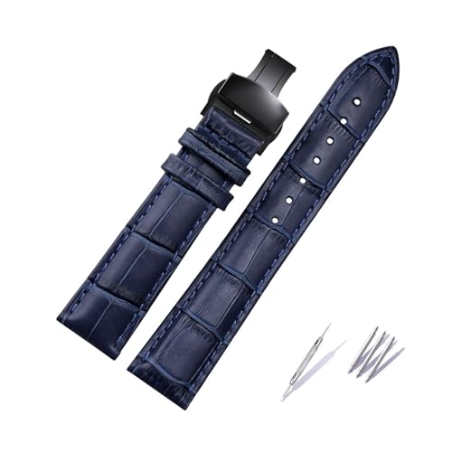 Breyhda Uhrenarmband aus Leder mit Schmetterlingsverschluss – 16–23 mm, dunkelblau, Ersatzarmband für Herren,22mm Breyhda Uhrenarmband aus Leder mit Schmetterlingsverschluss – 16–23 mm, dunkelblau, Ersatzarmband für Herren,22mm von Breyhda