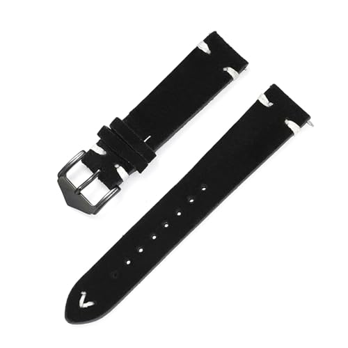 Breyhda Uhrenarmband aus Wildleder – 20 mm 22 mm, Ersatzarmband mit Schnellverschluss für Männer/Frauen,Schwarz,22mm von Breyhda