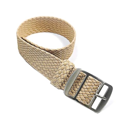 Breyhda Uhrenarmband aus gewebtem Nylon, 14 mm, 16 mm, 18 mm, 20 mm, 22 mm – bequemes Ersatzarmband, verschleißfest,Khaki,20mm von Breyhda