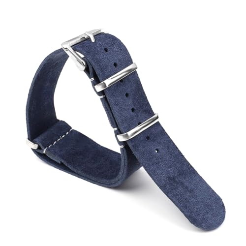 Breyhda Uhrenarmband aus weichem Wildleder – 18–24 mm, bequemes Ersatzband für Uhren,Blau,22mm von Breyhda