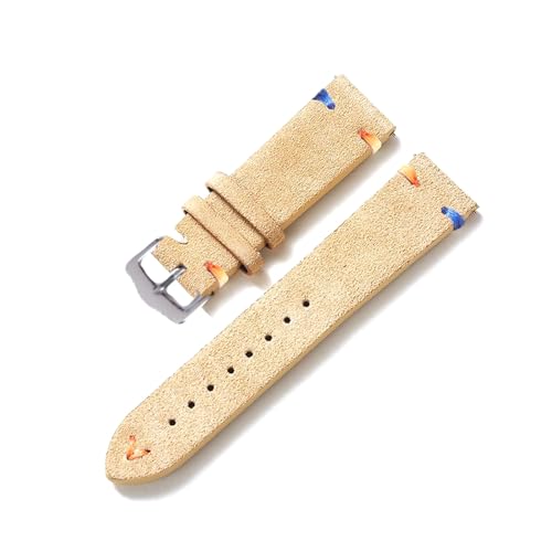 Breyhda Vintage Wildlederarmband – 20 mm 22 mm Herren-Ersatzarmband-Zubehör,Khaki,20mm von Breyhda