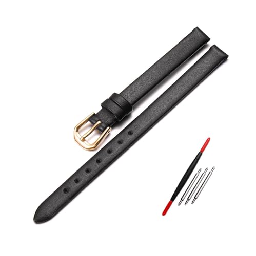 Breyhda Zierliches Uhrenarmband für Damen – 6 mm – 12 mm, rot/weißes Leder-Ersatzband,6mm von Breyhda