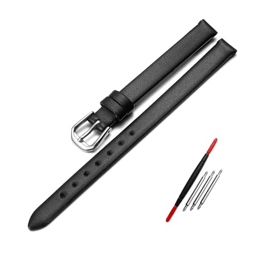 Breyhda Zierliches Uhrenarmband für Damen – 6 mm – 12 mm, rot/weißes Leder-Ersatzband,8mm von Breyhda