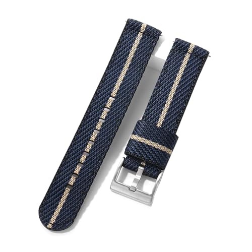 Nylon-Uhrenarmband 20 mm 22 mm 24 mm – Edelstahlschnalle, Ersatzarmband für Herren, weich, bequem, praktisches Uhrenzubehör,20mm von Breyhda