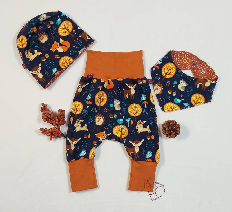 Herbstliche Pumphose Fuchs Baby Junge Mädchen Reh, Optional Als Set von Brezelheidi