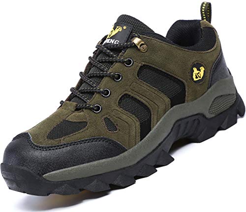 Brfash Wanderschuhe Herren Wasserdicht Trekking Schuhe Hiking Boots Outdoor Walking Schuhe Gleitsicher Stiefel,Armee grün gelb,EU40 von Brfash