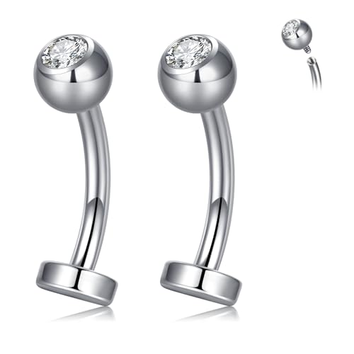 Briana Williams 2stk 14G Bauchnabelpiercing Edelstahl 10mm Silber Bauchnabel Ring CZ Piercing Schmuck für Frauen und Männer von Briana Williams