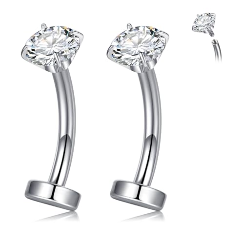 Briana Williams 2stk 14G Bauchnabelpiercing Edelstahl 10mm Silber Bauchnabel Ring transparent CZ Piercing Schmuck für Frauen und Männer von Briana Williams