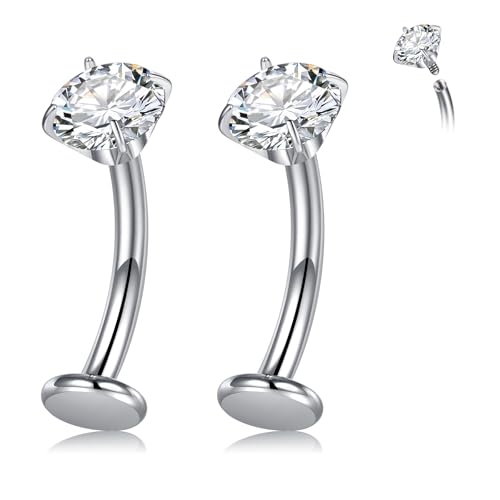 Briana Williams 2stk 14G Bauchnabelpiercing Titan 10mm Silber Bauchnabel Ring transparent CZ Piercing Schmuck für Frauen und Männer von Briana Williams