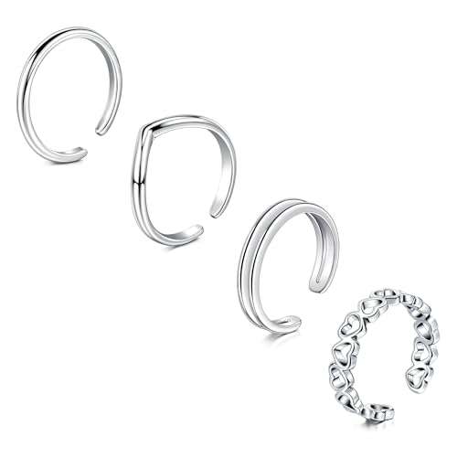Briana Williams 4 Stück Zehenring Edelstahl Silber Einstellbare Offene Ringe für Frauen Mädchen Männer Kinder von Briana Williams