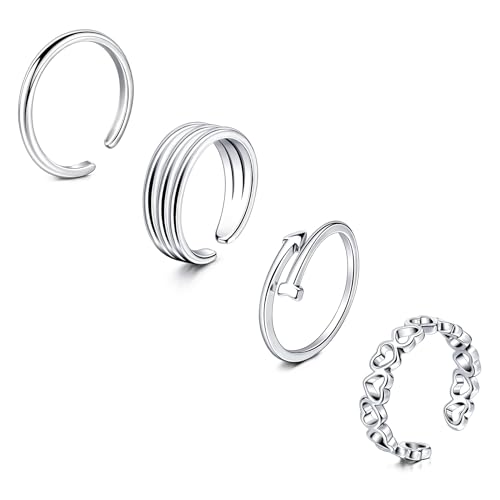 Briana Williams 4 Stück Zehenring Silber Edelstahl Einstellbare Offene Ringe für Frauen Mädchen Männer Kinder von Briana Williams