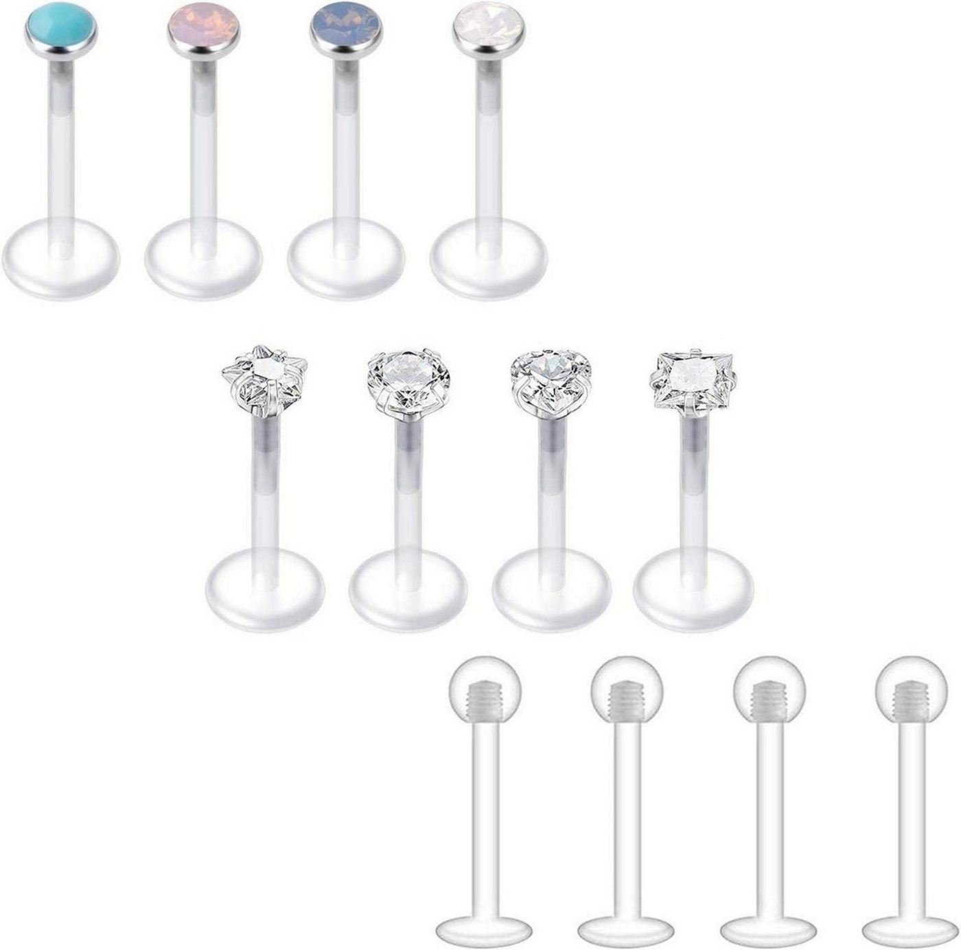 Briana Williams Piercing-Set Lippenpiercing Bioflex Set 16G Retainers 6/8/10mm Tragus Piercing Opal Briana Williams Piercing-Set Lippenpiercing Bioflex Set 16G Retainers 6/8/10mm Tragus Piercing Opal von Briana Williams
