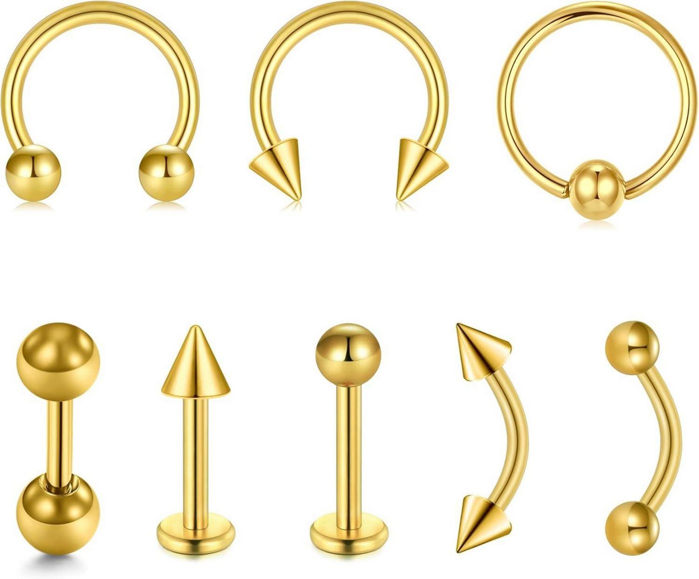 Briana Williams Piercing-Set Lippenpiercing Set Edelstahl 8stk Labret Stud Hufeisen Septum Tragus Briana Williams Piercing-Set Lippenpiercing Set Edelstahl 8stk Labret Stud Hufeisen Septum Tragus von Briana Williams
