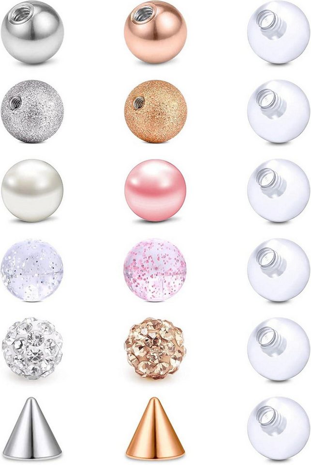 Briana Williams Piercing-Set Piercing Kugeln Set 16G 1.2mm Ersatzkugel Edelstahl Acryl 18stk Briana Williams Piercing-Set Piercing Kugeln Set 16G 1.2mm Ersatzkugel Edelstahl Acryl 18stk von Briana Williams