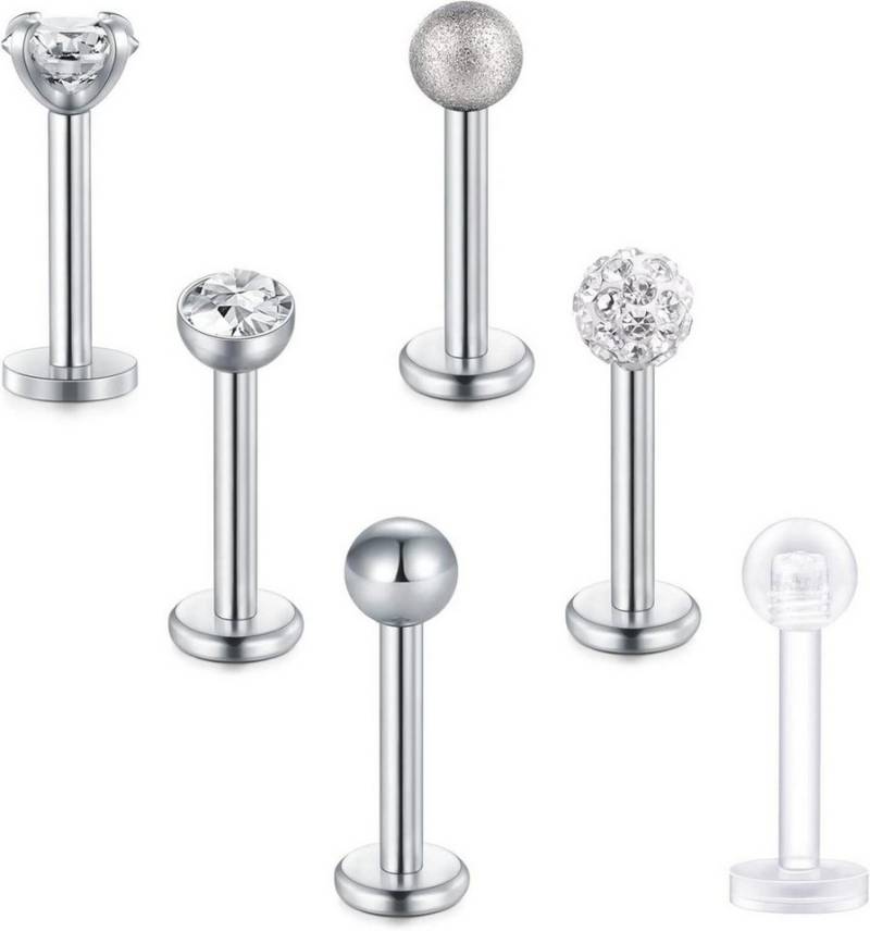 Briana Williams Piercing-Set Tragus Piercing Lippenpiercing Labret Stecker Set Silber 16G 6/8/10mm Briana Williams Piercing-Set Tragus Piercing Lippenpiercing Labret Stecker Set Silber 16G 6/8/10mm von Briana Williams