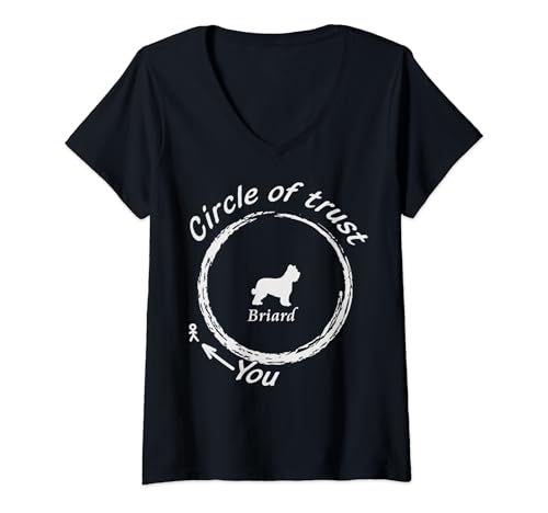 Damen Briard T-Shirt | Briard Circle of Trust T-Shirt | Kapuzenpulli T-Shirt mit V-Ausschnitt Damen Briard T-Shirt | Briard Circle of Trust T-Shirt | Kapuzenpulli T-Shirt mit V-Ausschnitt von Briard Dog tshirt Store