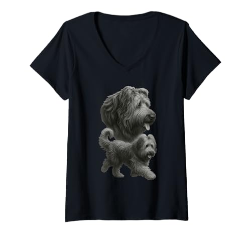 Damen Briard T-Shirt mit V-Ausschnitt Damen Briard T-Shirt mit V-Ausschnitt von Briard Dog