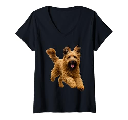 Damen Briard T-Shirt mit V-Ausschnitt Damen Briard T-Shirt mit V-Ausschnitt von Briard Dog