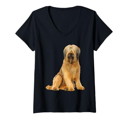 Damen Briard T-Shirt mit V-Ausschnitt Damen Briard T-Shirt mit V-Ausschnitt von Briard Dog