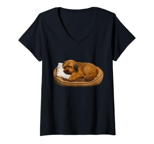 Damen Briard T-Shirt mit V-Ausschnitt Damen Briard T-Shirt mit V-Ausschnitt von Briard Dog