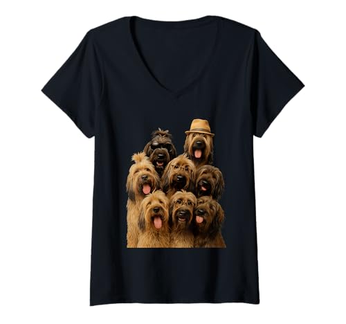 Damen Verrückter Briard T-Shirt mit V-Ausschnitt Damen Verrückter Briard T-Shirt mit V-Ausschnitt von Briard Dog