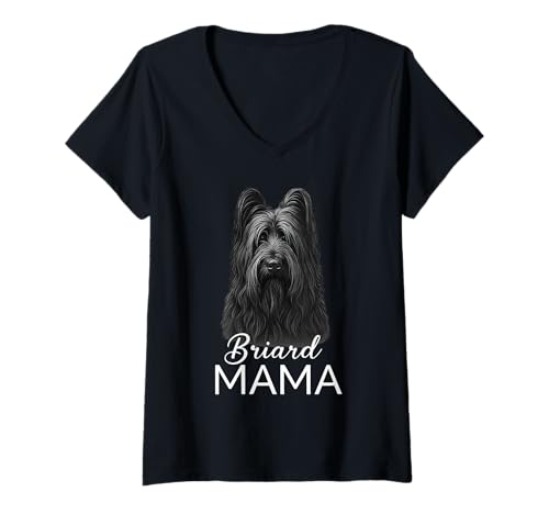 Damen Briard Mama T-Shirt mit V-Ausschnitt Damen Briard Mama T-Shirt mit V-Ausschnitt von Briard Mom