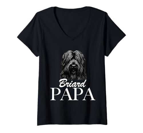 Damen Briard Dad T-Shirt mit V-Ausschnitt von Briard Papa