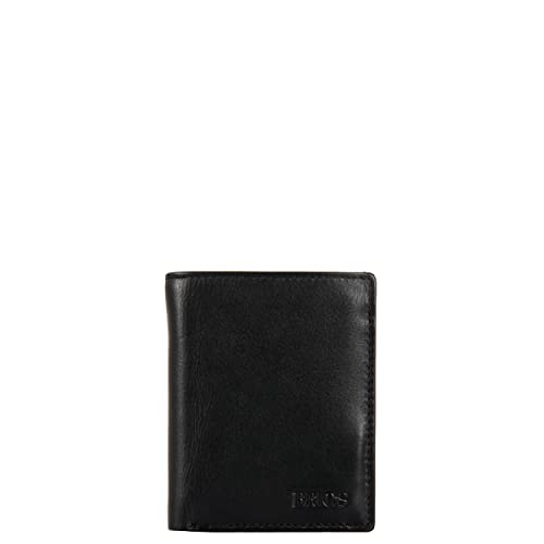 Bric's Bernina Vertikaler Kartenhalter aus Leder für Herren mit RFID-Schutz, Geldscheinfach und 12 Kartenfächer, Größe: 9,5 cm x 8 cm x 2 cm, Schwarz von Bric's