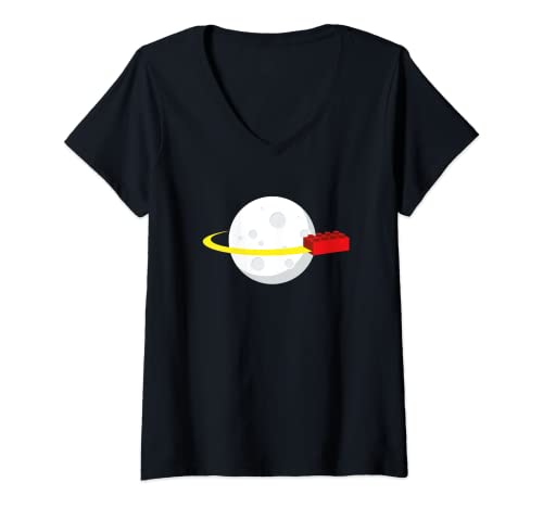 Damen Klemmbaustein für AFOL und Brick Fans T-Shirt mit V-Ausschnitt Damen Klemmbaustein für AFOL und Brick Fans T-Shirt mit V-Ausschnitt von Brick Me To The Moon