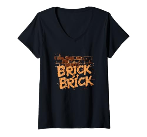 Damen Create Your Path Brick by Brick Kostüm T-Shirt mit V-Ausschnitt Damen Create Your Path Brick by Brick Kostüm T-Shirt mit V-Ausschnitt von Brick by Brick