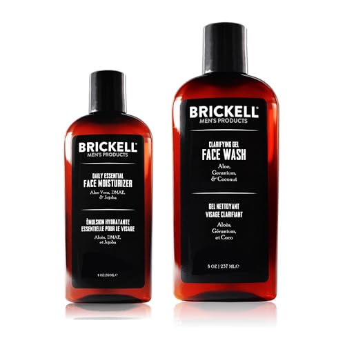 Brickell Daily Essential Face Care Routine I, für Herren, Gel-Gesichtsreiniger & Gesichts-Feuchtigkeitslotion, Ohne Duftstoffe von Brickell Men's Products