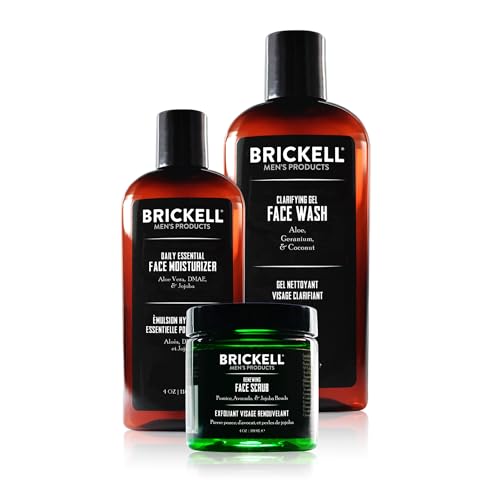 Brickell Men's Daily Advanced Face Care Routine I - Set aus Gesichtsreinigung, Feuchtigkeitscreme & Gesichtspeeling - Natürliche & organische Männer Gesichtspflege von Brickell Men's Products