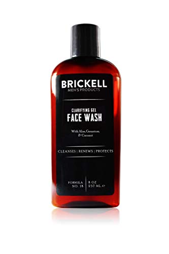 Brickell Men's Clarifying Gel Face Wash - Natürliche und organische Männer Gesichtsreinigung mit Aktivkohle - Männer Reinigungsgel mit Geranie, Kokosnuss und Aloe Vera - 237 ml - Parfümiert von Brickell Men's Products