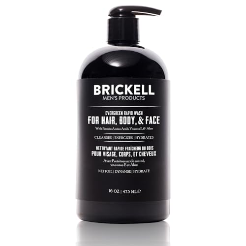 Brickell Men's Rapid Wash - Natürlich und Organisch 3-in-1 Body Wash Shower Gel für Männer (Evergreen, 16 Ounce) von Brickell Men's Products