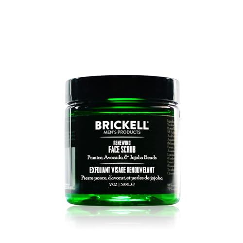 Brickell Men‘s Renewing Face Scrub - Natürliches und organisches Gesichtspeeling für Männer - Porentiefe Gesichtsreinigung mit Jojoba Perlen, Kaffee-Extrakt und Bimsstein - 59 ml - Parfümiert von Brickell Men's Products