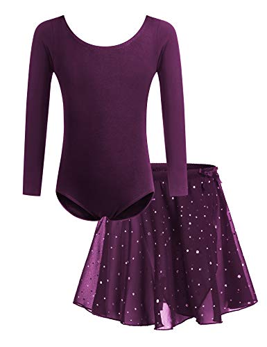 Bricnat Mädchen Ballettkleidung Kinder Ballettkleid Tanzbody Gymnastikanzug Balletttrikot Langarm Tanzkleid mit Tütü Kinder Baumwolle Lila 140 Bricnat Mädchen Ballettkleidung Kinder Ballettkleid Tanzbody Gymnastikanzug Balletttrikot Langarm Tanzkleid mit Tütü Kinder Baumwolle Lila 140 von Bricnat