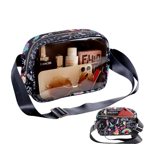 Bricte Hüfttasche für Frauen Mode Gürteltasche Crossbody Taschen Nylon und TPU, Schwarzes Einhorn, Large, Kausal von Bricte