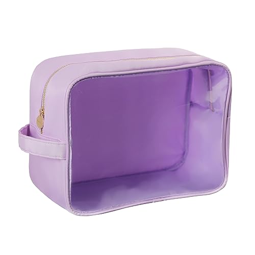 Bricte Reise-Kosmetiktasche, adrette Make-up-Tasche, transparenter Reißverschluss, für Damen, Nylon und TPU, Violett, Extral-Large, modisch von Bricte