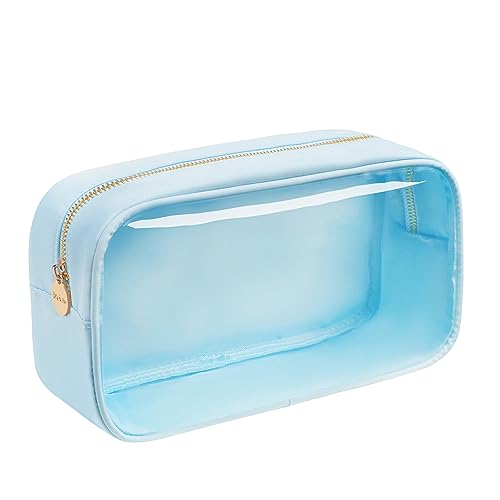 Bricte Reise-Kosmetiktasche, adrette Make-up-Tasche, transparenter Reißverschlussbeutel für Damen, Nylon und TPU, IceBlue, Large, modisch von Bricte