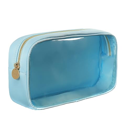 Bricte Reise-Kosmetiktasche, adrette Make-up-Tasche, transparenter Reißverschlussbeutel für Damen, Nylon und TPU, IceBlue, Medium, modisch von Bricte