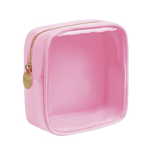 Bricte Reise-Kosmetiktasche, adrette Make-up-Tasche, transparenter Reißverschlussbeutel für Damen, Nylon und TPU, Pink, Small, modisch von Bricte