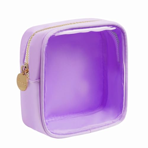 Bricte Reise-Kosmetiktasche, adrette Make-up-Tasche, transparenter Reißverschlussbeutel für Damen, Nylon und TPU, Violett, Small, modisch von Bricte