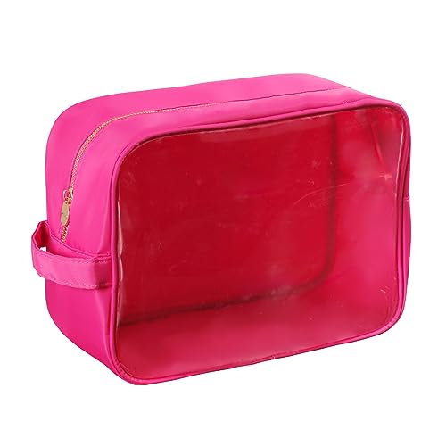 Bricte Reise-Kosmetiktasche, adrette Make-up-Tasche, transparenter Reißverschlussbeutel für Damen, Nylon und TPU, hot pink, Extral-Large, modisch von Bricte