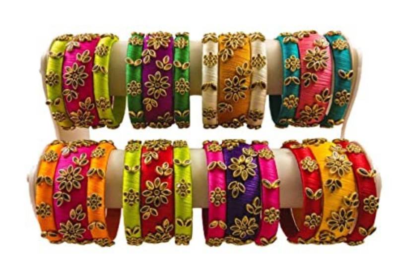 Alle Armreifen Set in Multi Color Am Besten Für Hochzeit Rückgabe Geschenk Seide Brautkollektion Giveaway Handgemachtes in Niedrigem Preis von BridalbanglesStore