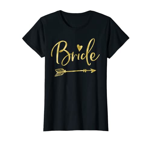 Damen Braut Shirt mit Pfeil und Herz dunkelgelb T-Shirt von Bride Shirt With Arrow And Heart