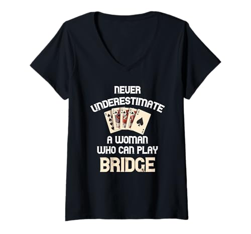 Damen Bridge Player Never Underestimate A Woman Bridge Kartenspiel T-Shirt mit V-Ausschnitt Damen Bridge Player Never Underestimate A Woman Bridge Kartenspiel T-Shirt mit V-Ausschnitt von Bridge Bidding Trick Bridging Game Cards