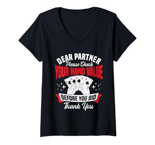 Damen Bridge Game Turnier Lover Partner Bridge Player T-Shirt mit V-Ausschnitt Damen Bridge Game Turnier Lover Partner Bridge Player T-Shirt mit V-Ausschnitt von Bridge Card Game Design For Bridge Player And Fans