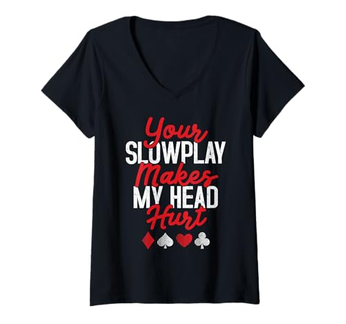 Damen Bridge Player Queen Turnier Slowplay Bridge Spiel T-Shirt mit V-Ausschnitt Damen Bridge Player Queen Turnier Slowplay Bridge Spiel T-Shirt mit V-Ausschnitt von Bridge Card Game Design For Bridge Player And Fans