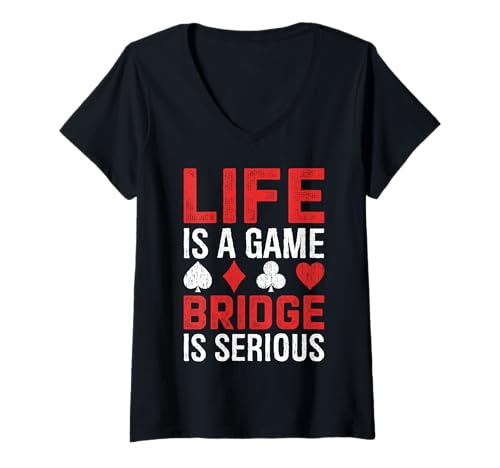 Damen Bridge Kartenspiel Lustiges Deck Trick Taking Contract Bridge T-Shirt mit V-Ausschnitt Damen Bridge Kartenspiel Lustiges Deck Trick Taking Contract Bridge T-Shirt mit V-Ausschnitt von Bridge Card Game Tees for Men Women