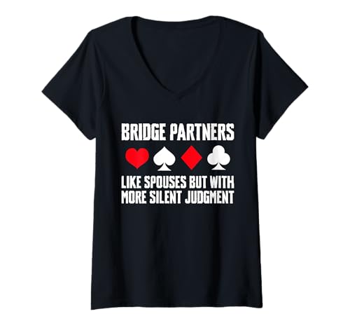 Damen Bridge Partners Player Card Game T-Shirt mit V-Ausschnitt von Bridge Kartenspiel Designs Spieler Idee
